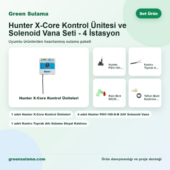 Hunter X-Core Kontrol Ünitesi ve Solenoid Vana Seti - 4 İstasyon - Hunter X-Core kontrol ünitesi ve solenoid vana seti