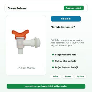 PVC Bidon Musluğu sulama sistemi kullanım alanı görseli