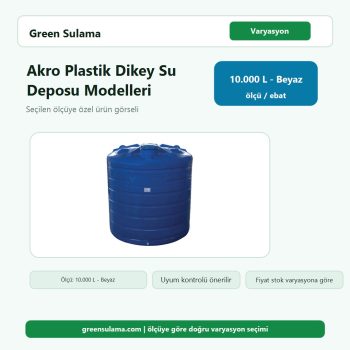 Akro Plastik Dikey Su Deposu Modelleri 10.000LT Beyaz Akro Su Depoları ürün görseli