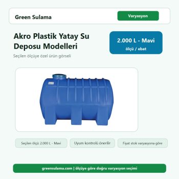 Akro Plastik Yatay Su Deposu Modelleri 2.000LT Mavi Akro Su Depoları ürün görseli