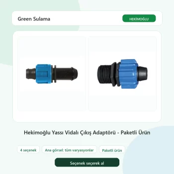 Hekimoğlu Yassı Vidalı Çıkış Adaptörü - Paketli Ürün tüm varyasyon seçenekleri