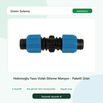 Hekimoğlu Yassı Vidalı Ekleme Manşon - Paketli Ürün tüm varyasyon seçenekleri