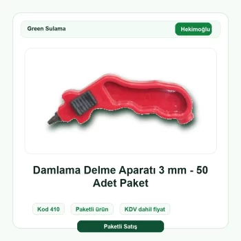 Hekimoğlu Damlama Delme Aparatı 3 mm - 50 Adet Paket Green Sulama paketli ürün