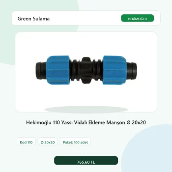 Hekimoğlu 110 Yassı Vidalı Ekleme Manşon Ø 20x20 - 100 Adet Paket gerçek katalog ürün görseli