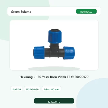 Hekimoğlu 130 Yassı Boru Vidalı TE Ø 20x20x20 - 100 Adet Paket gerçek katalog ürün görseli