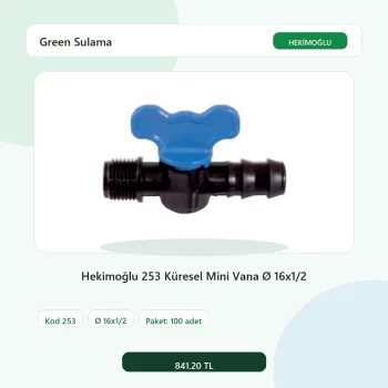 Hekimoğlu 253 Küresel Mini Vana Ø 16x1/2 - 100 Adet Paket gerçek katalog ürün görseli