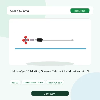 Hekimoğlu 33 Misting Sisleme Takımı 2 kafalı takım : 6 lt/h - 100 Adet Paket gerçek katalog ürün görseli