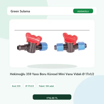 Hekimoğlu 359 Yassı Boru Küresel Mini Vana Vidalı Ø 17x1/2 - 100 Adet Paket gerçek katalog ürün görseli
