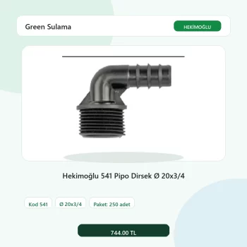 Hekimoğlu 541 Pipo Dirsek Ø 20x3/4 - 250 Adet Paket gerçek katalog ürün görseli