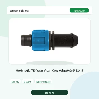 Hekimoğlu 715 Yassı Vidalı Çıkış Adaptörü Ø 22x19 - 100 Adet Paket gerçek katalog ürün görseli