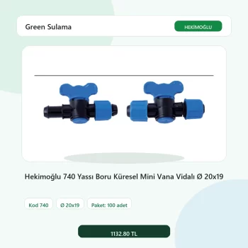 Hekimoğlu 740 Yassı Boru Küresel Mini Vana Vidalı Ø 20x19 - 100 Adet Paket gerçek katalog ürün görseli