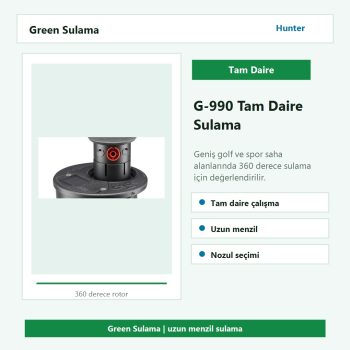 Hunter G-990 tam daire golf ve spor saha sulama rotoru