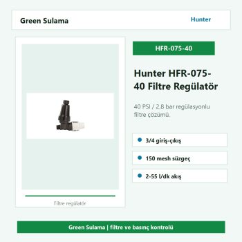 Hunter HFR-075-40 40 PSI basınç regüleli filtre
