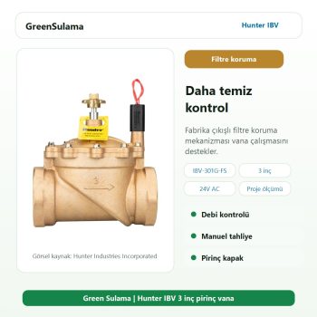 Hunter IBV-301G-FS Filtre Koruma mekanizmalı vana