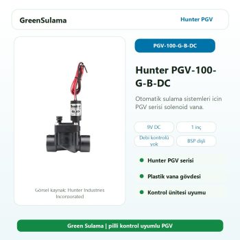 Hunter PGV-100-G-B-DC 9V DC kilitlemeli solenoid vana