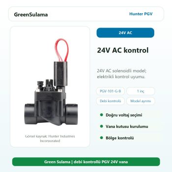 Hunter PGV-101-G-B debi kontrolü ayarlı vana