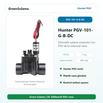 Hunter PGV-101-G-B-DC 9V DC kilitlemeli solenoid vana