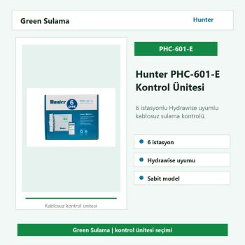 Hunter PHC-601-E 6 istasyon Hydrawise uyumlu kontrol ünitesi