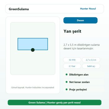 Hunter SS-918 yan şerit nozul şerit sulama deseni