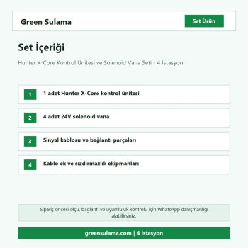 Hunter X-Core 4 istasyon solenoid vana seti set içeriği ve parça listesi