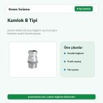 Kamlok B Tipi hortum ve bahçe sulama aksesuarı