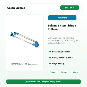 METSAN Roket 60 Şanzımanlı Yağmurlama Başlığı | 2½” Giriş, 25–45 m Menzil, 16–22 mm Nozul sulama sistemi kullanım alanı görseli