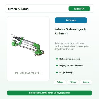 METSAN Roket MT-ONE Şanzımanlı Yağmurlama Başlığı | 2″ Giriş, 26–52 m Menzil sulama sistemi kullanım alanı görseli