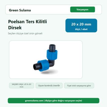 Poelsan Ters Kilitli Dirsek 20x20 Poelsan Damlama Sulama Sistemleri ürün görseli