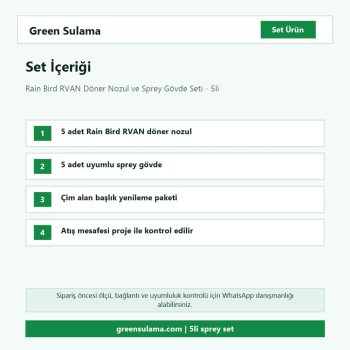 Rain Bird RVAN döner nozul ve sprey gövde seti set içeriği ve parça listesi