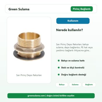 Sarı Pirinç Depo Rekorları sulama sistemi kullanım alanı görseli